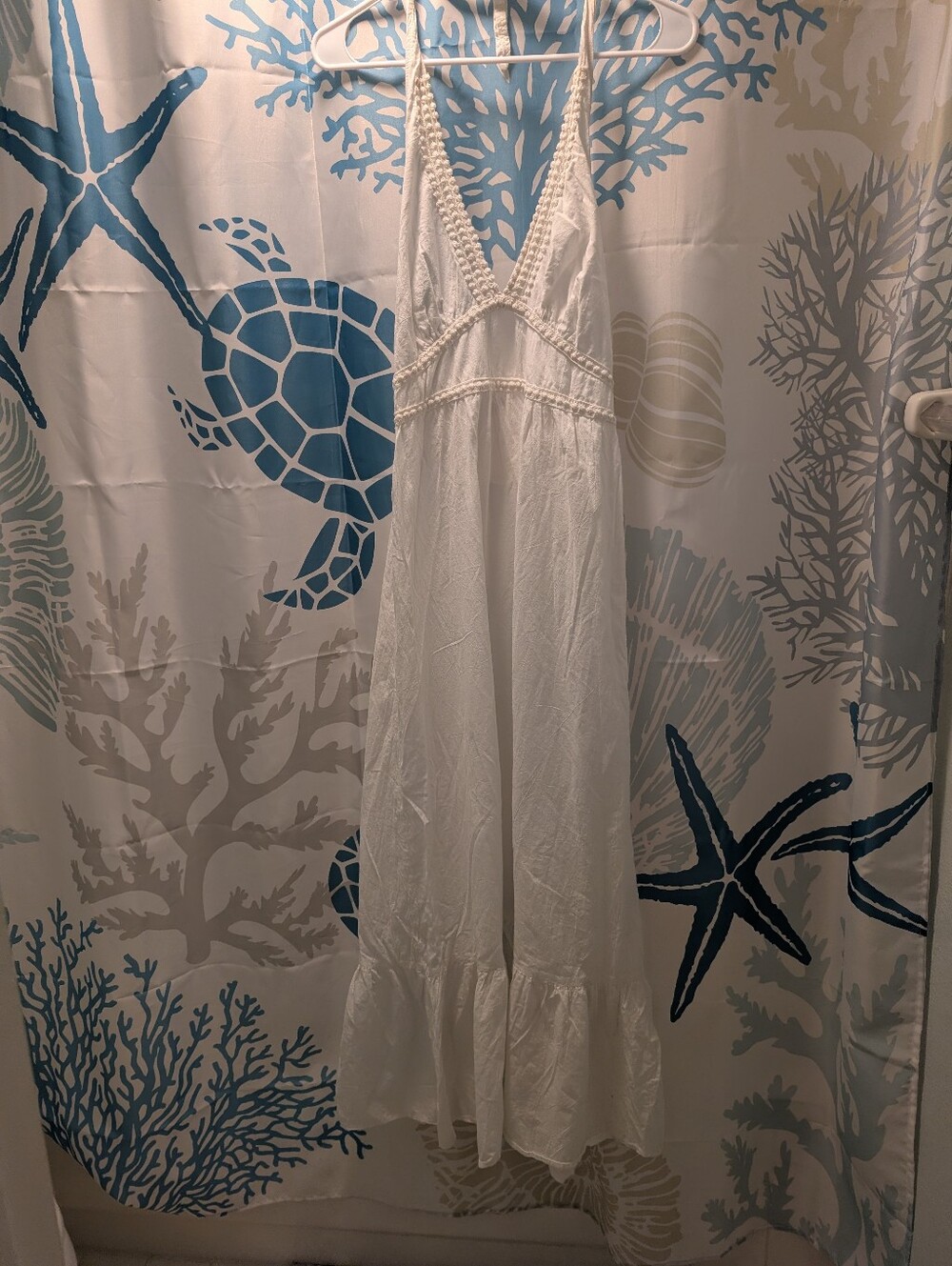 White Crochet Detail Maxi Dress By Tommy Bahama Size M